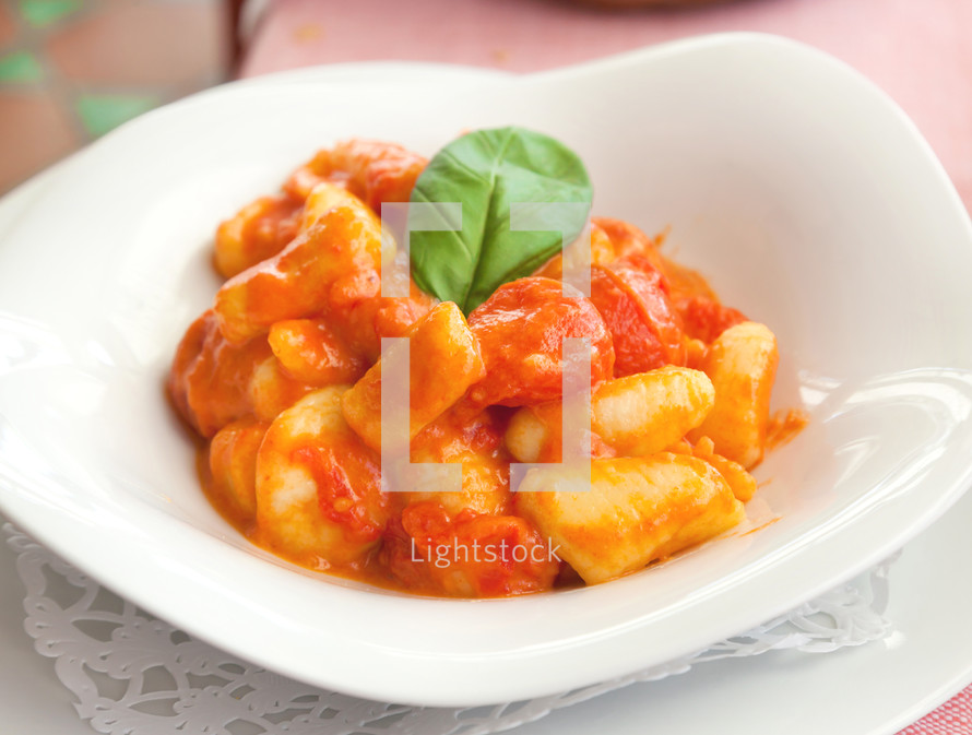 Homemade gnocchi, italian potato pasta, sorrentina recipe.