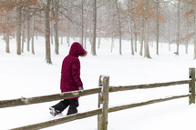 a person walking in snow 