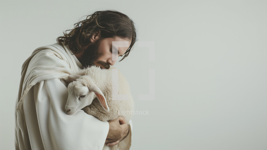 Jesus holding a lamb
