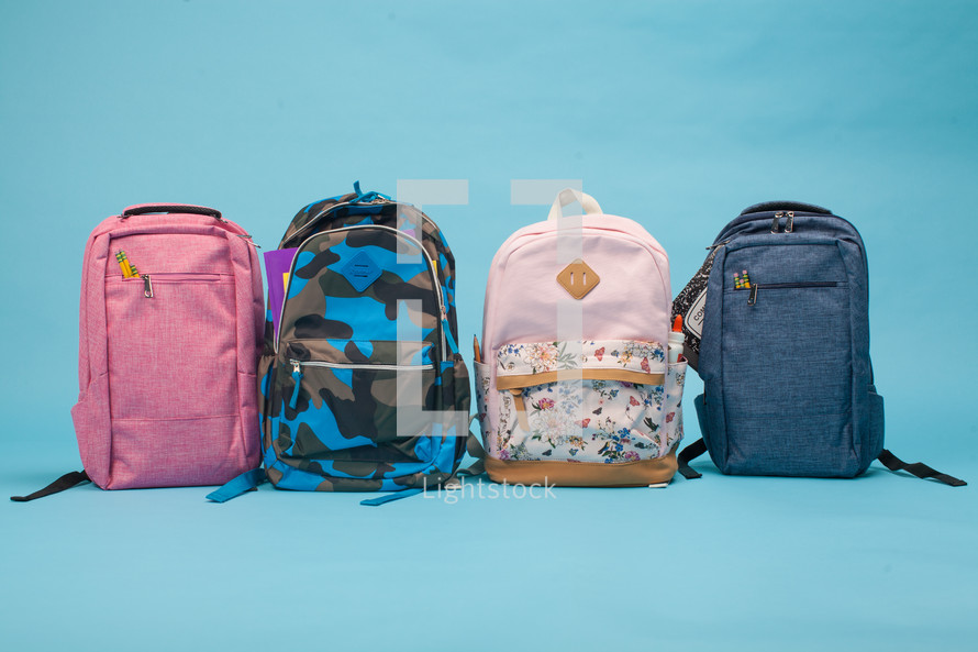 row of book bags 