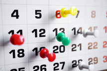 days of the month in the calendar