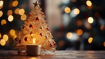 Christmas tree with burning candle