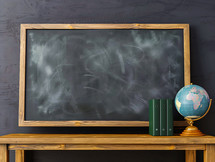 Chalkboard and globe