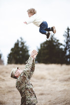 soldier father with his son 