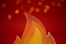 Flame and mini lights on a red background