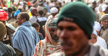 crowds in a market in Ethiopia 