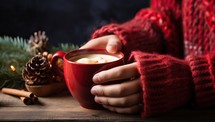 Female hands holding cup of hot chocolate