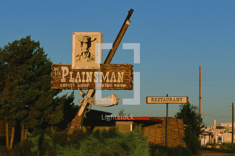 The Plainsman coffee shop sign 