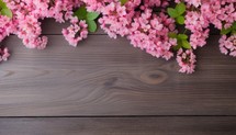 cherry blossom on wooden background, copy space for your text