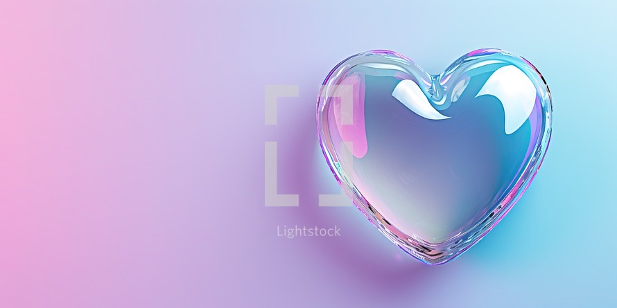 a pink Crystal heart on a blue and pink background