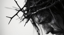 Jesus - black and white - crown of thorns