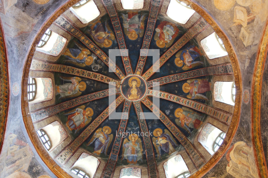 paintings on the dome of a church