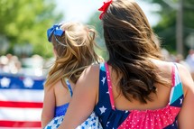Mother and daughter at a Fourth of July celebration