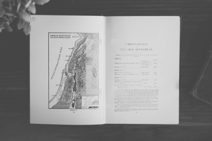 A map on the pages of a Bible 