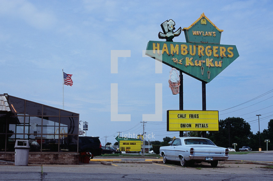 vintage hamburger restaurant sign 