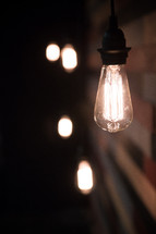 glowing hanging lightbulbs 