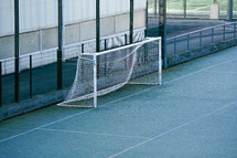 goal sports equipment in the soccer field