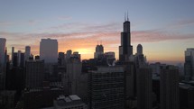 Chicago skyline drone aerial