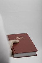 hand holding out a Bible 