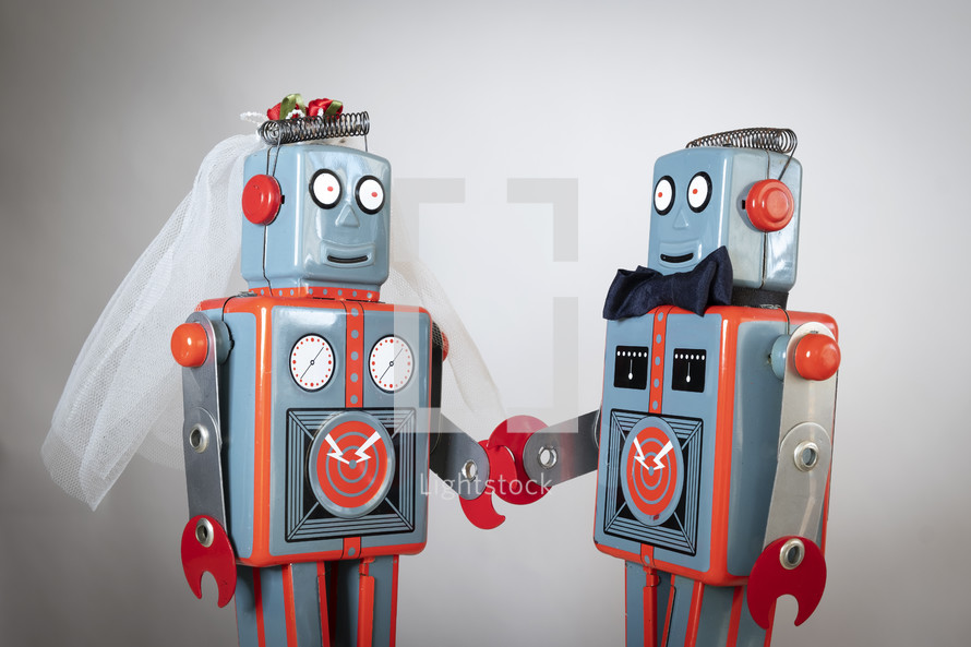 Two robots getting married