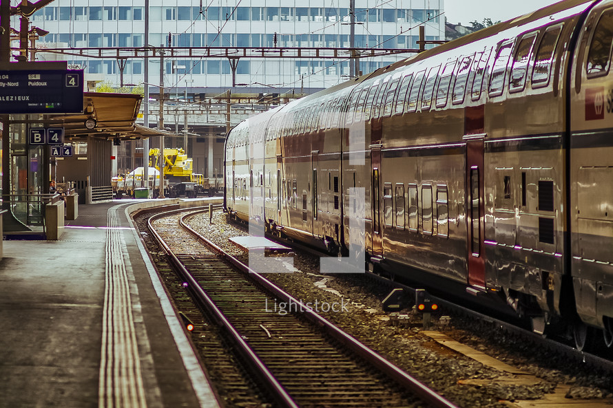 train on the tracks in Switzerland 