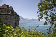 castle on the water in Switzerland 