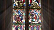 Sacred art in church windows.
