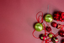 Christmas ornaments in red and gold 