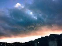 storm clouds over a neighborhood