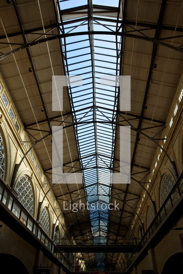 skylights in a train station 