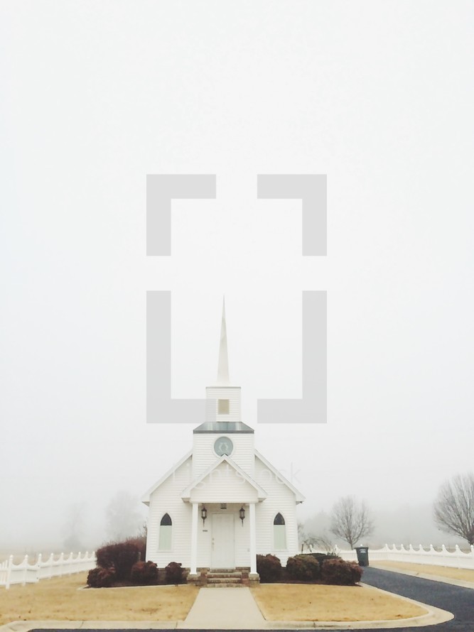 church and fog 