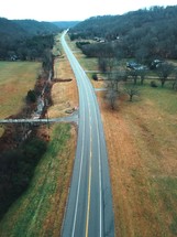 aerial view over an interstate 