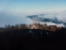 fog over a mountain top 
