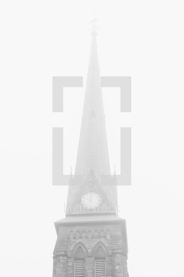 church steeple in the fog 