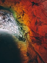 rainbow colors inside a cave 