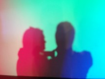 colorful couple silhouette
