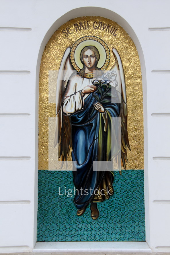 mosaic tile art of the angel Gabriel 