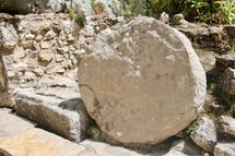round stone beside of a tomb in Jerusalem 