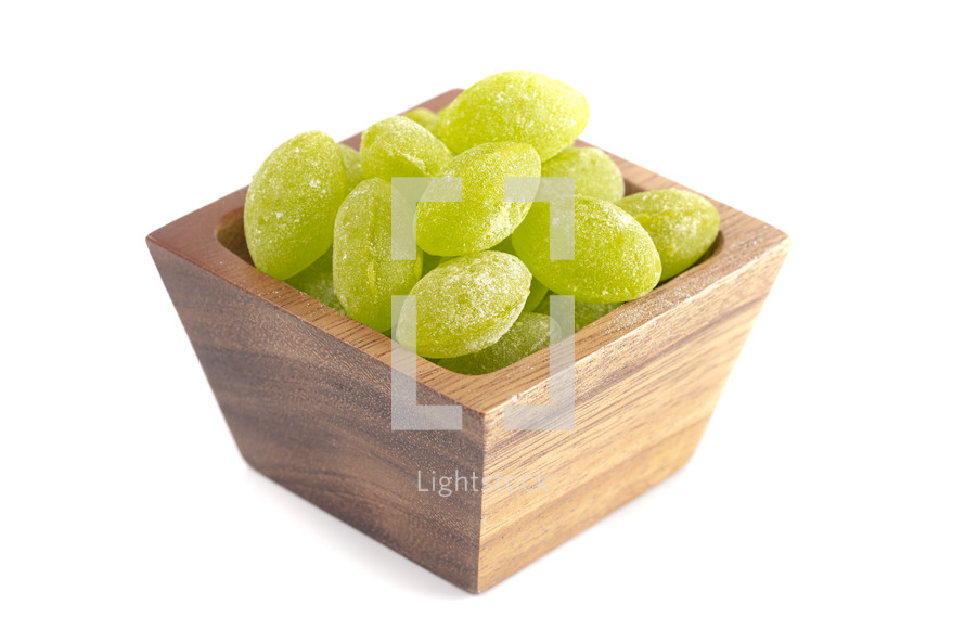 green Old Fashioned Hard Candies Isolated on a White Background