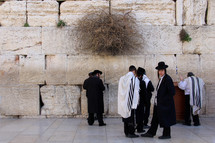 Orthodox Jews worshipping at the Western Wall in Jerusalem.