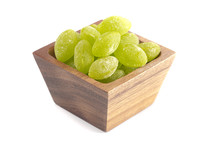 green Old Fashioned Hard Candies Isolated on a White Background
