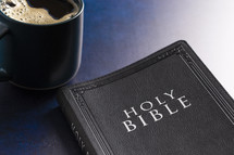 Holy Bible and coffee mug 