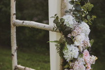 wedding flowers on a ladder 
