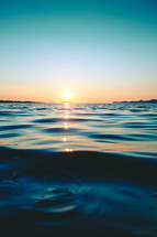water surface at sunset 