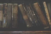 old books on a shelf 