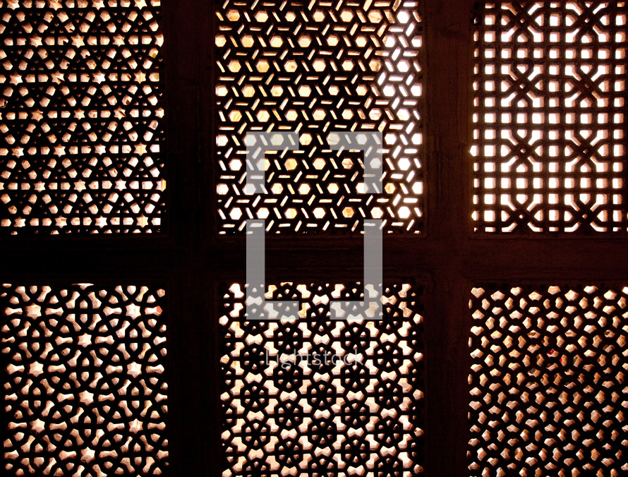 patterns in a window screen in India 