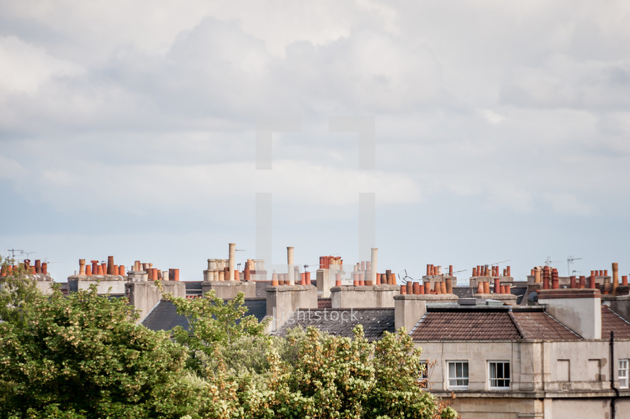 chimneys and rooftops 
