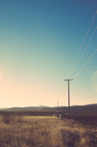 Power lines in a rural area. 