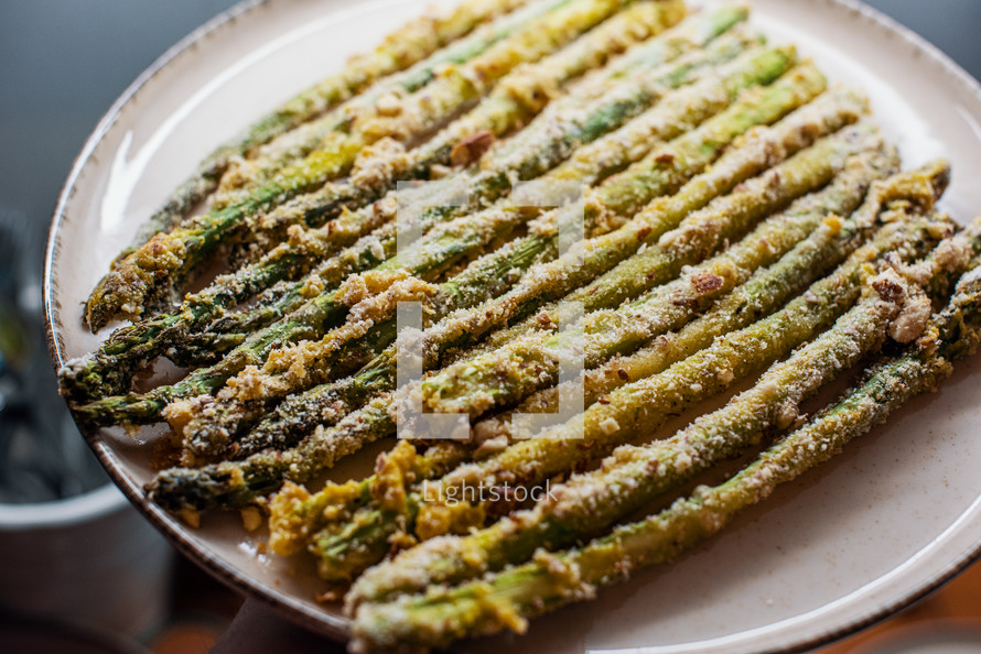 Roasted Asparagus in Triple-Coat of Crushed Almonds