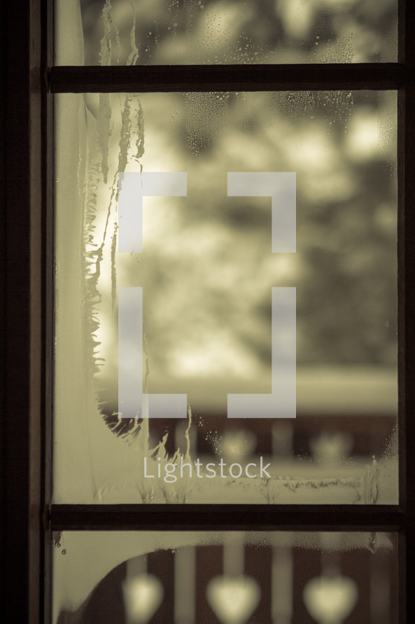 frost on a window pane 